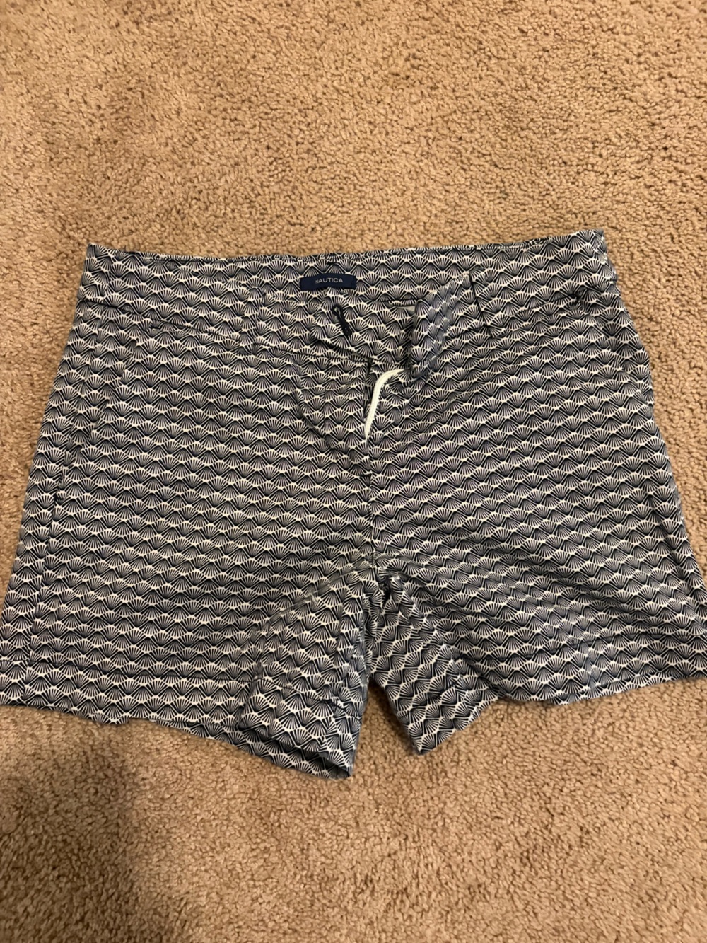 Nautica Navy & White Wave-Scale Hybrid Shorts